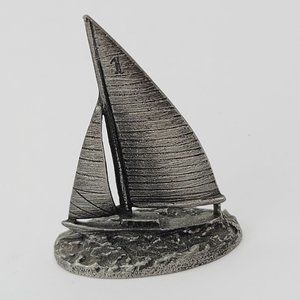 Miniature Silver Pewter Sailboat
